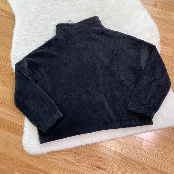 Women's Cropped Fleece Jacket, Zip/Snap Closure, Black, Size 3X - Picture 9 of 9